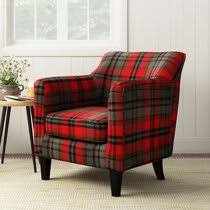 Two custom chairs plaid leather and cowhide, custom upholstered accent chairs. Plaid Red Accent Chairs You Ll Love In 2021 Wayfair