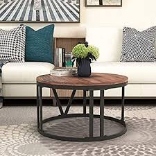 Round coffee tables offer an attractive contrast to the straight lines of most furniture. Amazon Com Round Coffee Table Industrial Coffee Table For Living Room Rustic Wood Center Table In 2020 Living Room Coffee Table Coffee Table Round Coffee Table Rustic
