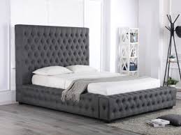 Super Kingsize Grey Fabric Ottoman Bed