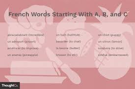french words starting with a b and c