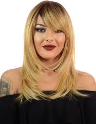 Maybe you feel like your cheeks are too chubby. Katherine Long Straight Rooted Light Blonde Layered Face Framing Wig Straight Fringe Layered Bangs Soft And Realistic Hair Like Fibre Hair By Misstresses Premium Natural Look Wig Amazon Co Uk Beauty