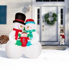 Lighted Inflatable Snowman Family Decor