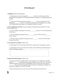 free pto policy template pdf word
