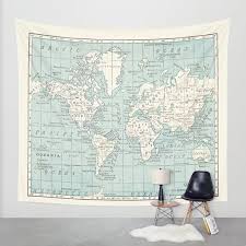 World Map Wall Hanging Fabric