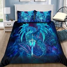 dragon galaxy mandala art 3d cotton bed