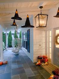 porch decor with witches hats