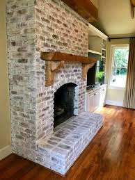 Limewashed Brick Fireplace Midcentury