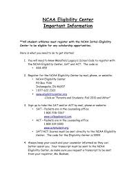 Ncaa Eligibility Center Important Information