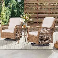 Wicker Outdoor Swivel Rocking Chair Set