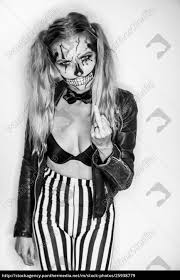 woman with clown skull halloween makeup