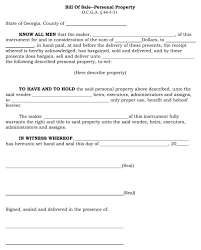 Download Georgia Personal Property Bill Of Sale Form For