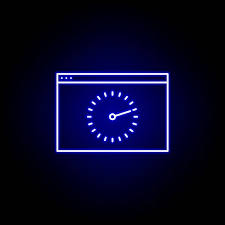 Wall Clock Time Icon In Blue Neon Style
