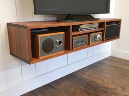 Scottcassin Solid Mahogany Floating Media Console Wall Mounted Tv And Cabinet