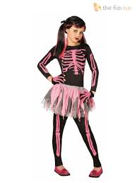 Girls Skeleton Tutu Halloween Fancy Dress Costume Kids Childrens Party Outfit