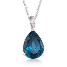 13 00 Carat London Blue Topaz Pendant Necklace With Diamond