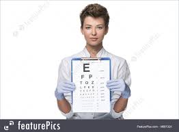 Young Woman Ophthalmologist With Eye Chart Image