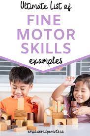 fine motor skills exles by age