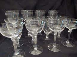 Antique Etched Crystal Glasses Coupes