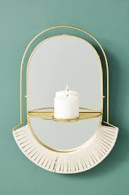 Hira Oval Brass Mirrored Decorative