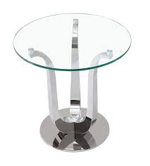 Naples Round Glass And Chrome Lamp Table