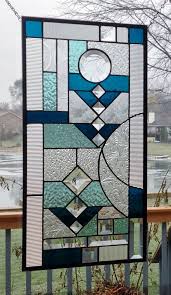 Blue Clear Stained Glass Panel Window
