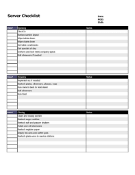 Restaurant Server Checklist Form Restaurant Cleaning