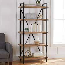 jace 67in natural oak 5 shelf bookcase
