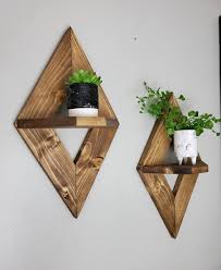 Geometric Wall Shelf Set Of 2 Wood Wall