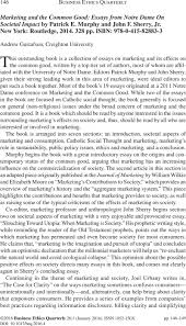 marketing and the common good essays from notre dame on societal abstract