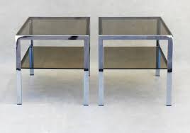 Chrome And Smoked Glass Side Tables