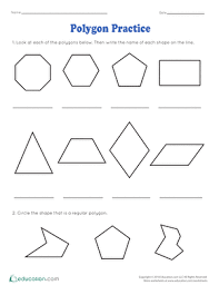 In this angles in polygons activity, students determine the value of a missing angle measure. Geometry Worksheets Free Printables Page 5 Education Com