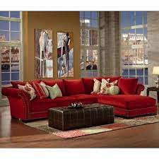 4 seater velvet sectional red sofa