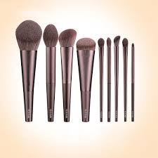 elegant makeup brush set aluminum and
