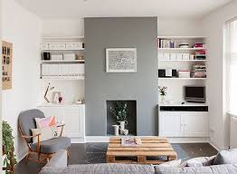 Alcove Fireplace Desk Cupboards Grey