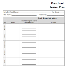 Sample Preschool Lesson Plan 10 Pdf Word Formats
