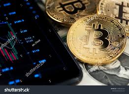 Bitcoin Banknotes One Dollar Next Mobile Stock Photo Edit