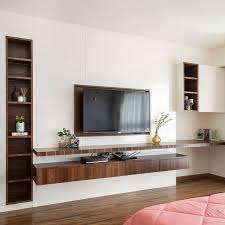 Wooden Tv Unit Design With Wall Mounted