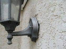 exterior light not caulked or sealed at