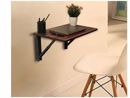 Deep Brown Wooden Wall Mounted Study Table