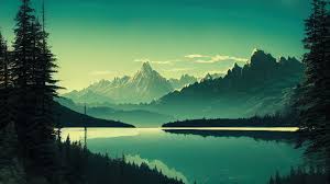 mountain lake reflection nature scenery