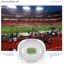 2 Tickets Washington Redskins Vs Packers Row 7 Section 102 2