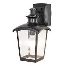 Home Luminaire 1 Light Black Outdoor Wall Coach Light Sconce With Seeded Glass And Built In Gfci Outlets