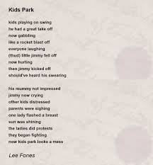 kids park kids park poem by lee fones