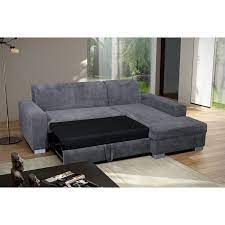 miami grey fabric corner sofa bed with