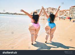 Two Plus Size Overweight Sisters Twins Stock Photo 1832712367 