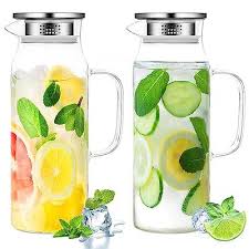 2 Pcs Glass Pitcher Water Pitcher With