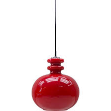Vintage Red Glass Pendant Lamp By Peill