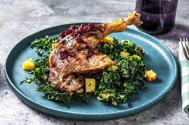 duck leg with cavolo nero and sauce