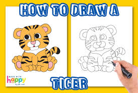 how to draw a tiger made with happy