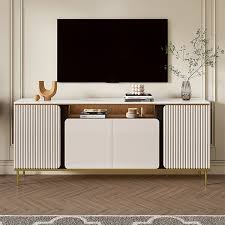63 modern beige tall tv stand with 4 doors 5 shelves sintered stone a console